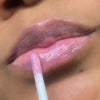 lip swatch, purple lip gloss