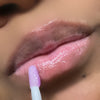 lip swatch, purple lip gloss