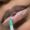 lip swatch, green lip gloss