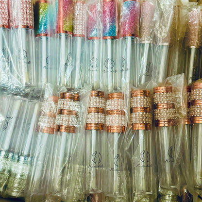 Custom private label printed rhinestone lip gloss tubes. 