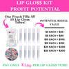 Cotton Candy Charm Lip Gloss Kit for a professional business, school fundraising, and birthday party favors.