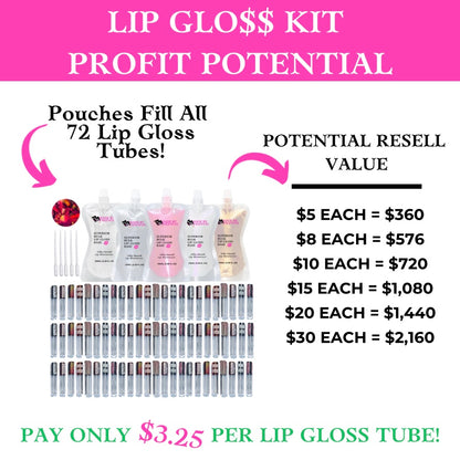 MBV Best-Selling Lip Gloss Kit for a professional business, school fundraising, and birthday party favors.