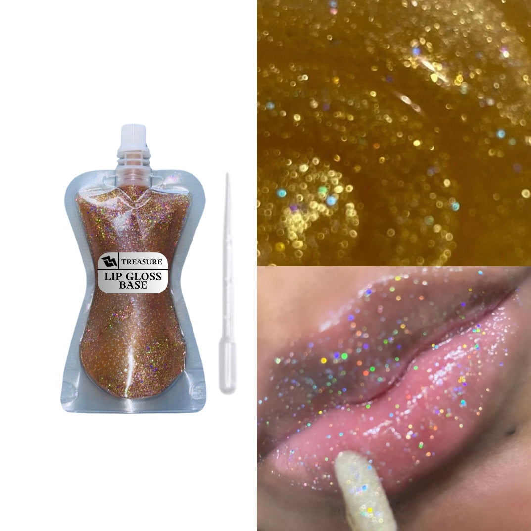 Versagel bulk lip gloss base. Gold holographic glitter wholesale lip gloss.