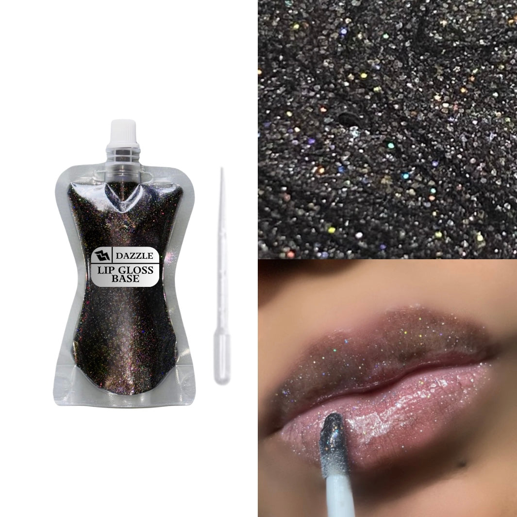 Versagel bulk lip gloss base. Black holographic glitter wholesale lip gloss.