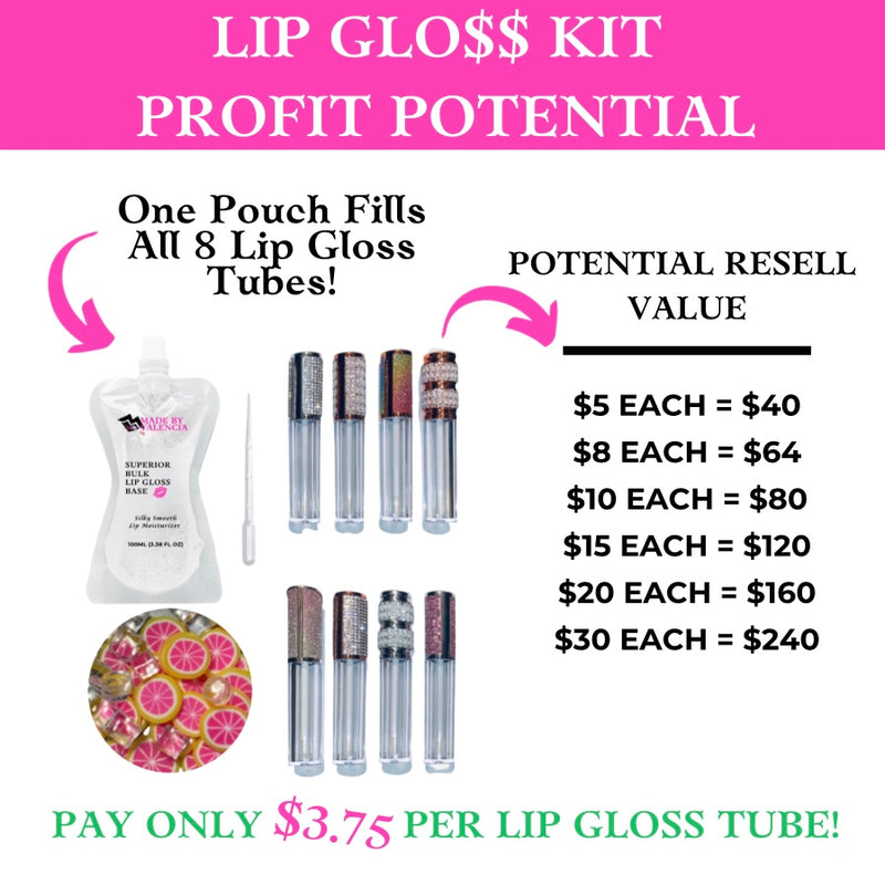 Lip Gloss Making Kit, Pink Lemonade Charm Lip Gloss Kit, Diy Lip Gloss Making Kit, Fun Make Your Own Lipgloss Kids Lip Gloss for Girls, Women, Moisturizing Lip Gloss Base, Lip Gloss Tubes, Gift for Her