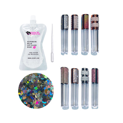 Lip Gloss Making Kit, Chunky Glitter Charm Lip Gloss Kit, Diy Lip Gloss Making Kit, Fun Make Your Own Lipgloss Kids Lip Gloss for Girls, Women, Moisturizing Lip Gloss Base, Lip Gloss Tubes, Gift for Her