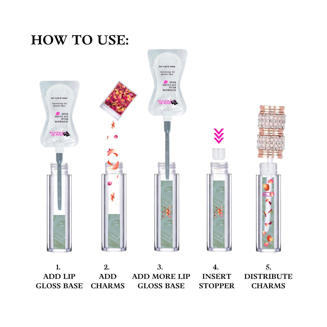 How to add rose petal charms to do it yourself lip gloss tubes