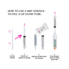 Fill a lip gloss tube with a syringe using wholesale bulk lip gloss base.