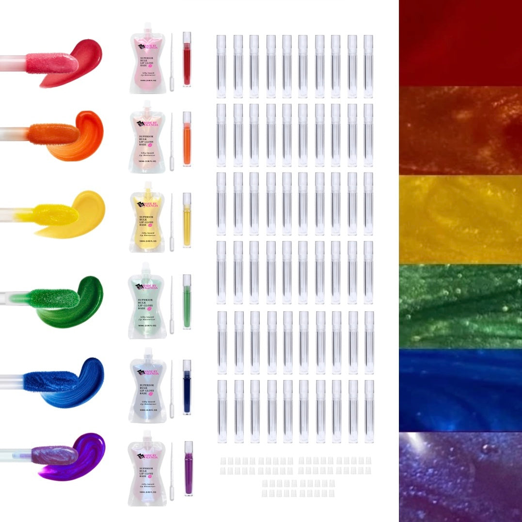 Lip Gloss Kit | Rainbow Clear Tube Bundle