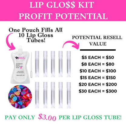 Fruit Punch Charm Lip Gloss Kit for a professional business, school fundraising, and birthday party favors.