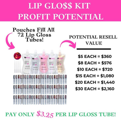 MBV Best-Selling Lip Gloss Kit for a professional business, school fundraising, and birthday party favors.