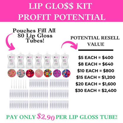 Charm Fruit Flavored Lip Gloss Kit for a professional business, Fundraising, and birthday party favors.